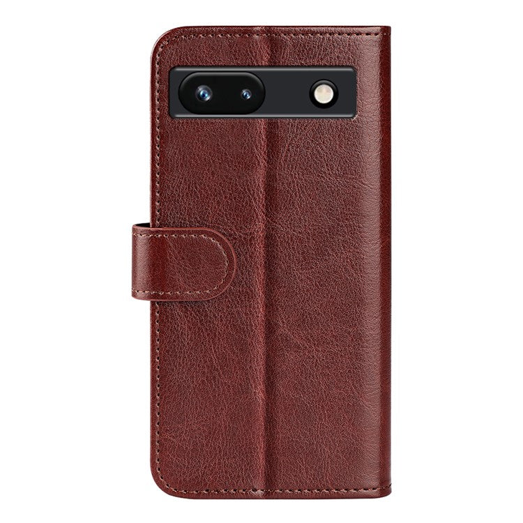 Stand Phone Case for Google Pixel 7a PU Leather Wallet Crazy Horse Texture Flip Cover - Brown