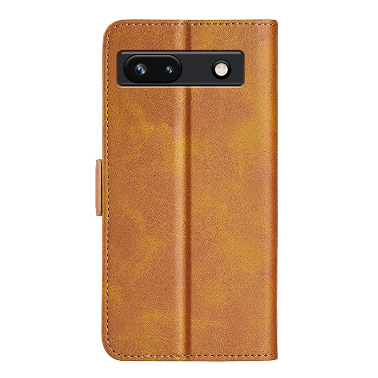 Flip Shell for Google Pixel 7a Calf Texture Cell Phone Cover Stand Wallet PU Leather Phone Case - Yellow