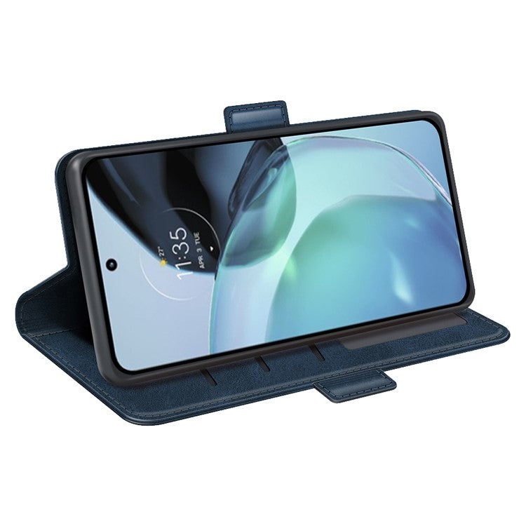 Flip Shell for Google Pixel 7a Calf Texture Cell Phone Cover Stand Wallet PU Leather Phone Case - Blue