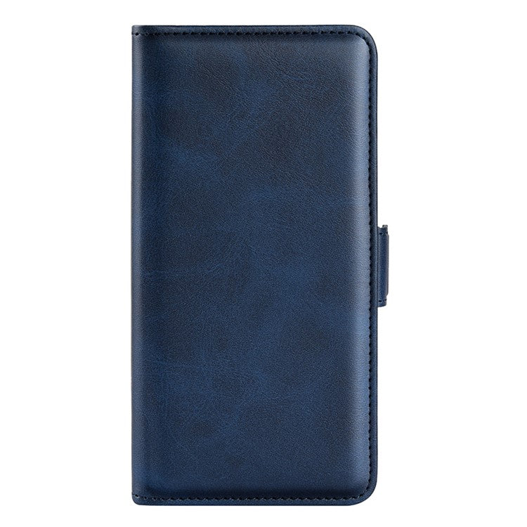 Flip Shell for Google Pixel 7a Calf Texture Cell Phone Cover Stand Wallet PU Leather Phone Case - Blue