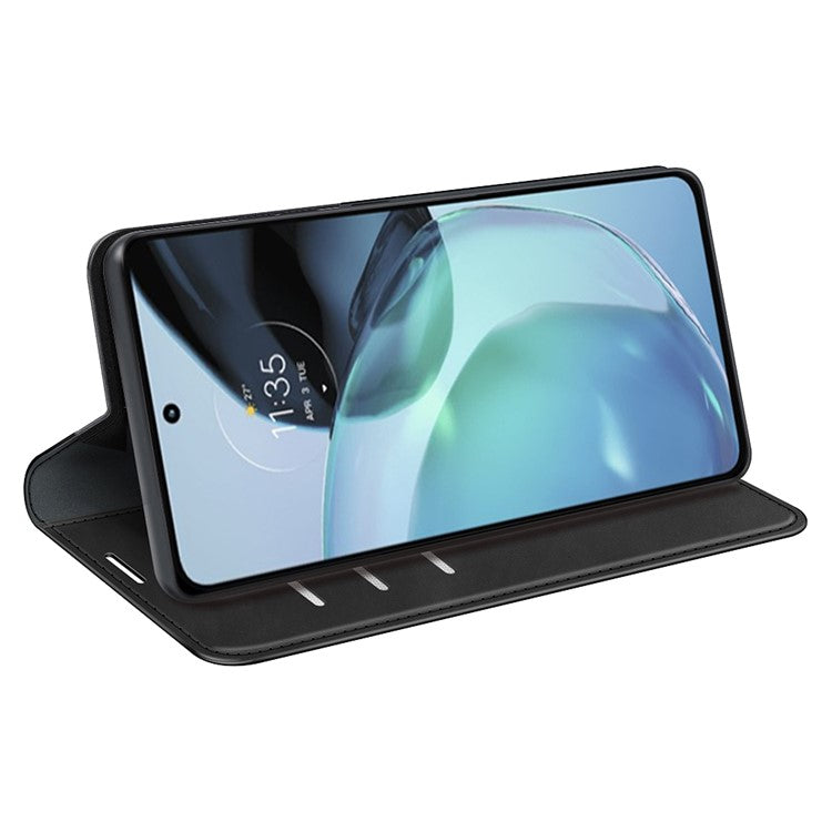 For Google Pixel 7a Magnetic Auto Closing Wallet Leather Phone Case Skin-touch Stand Anti-drop Shell - Black
