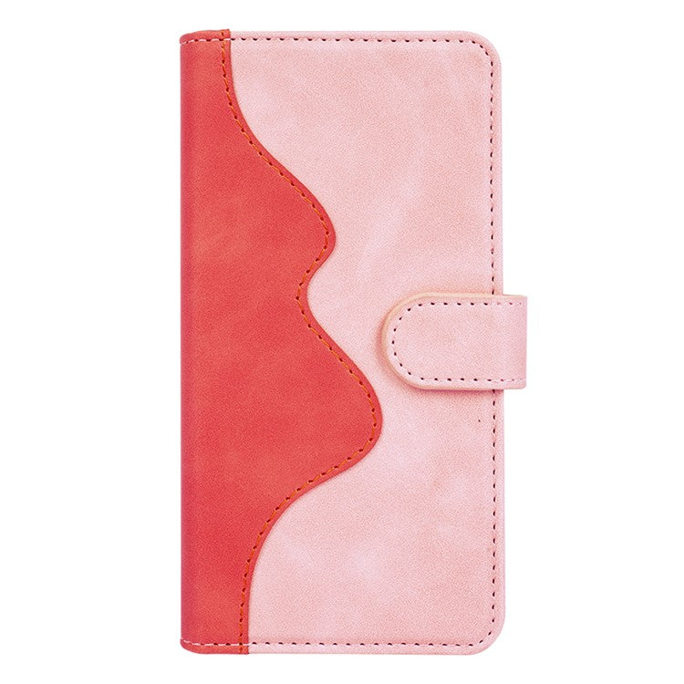 For Google Pixel 7a Leather Wallet Shockproof Phone Cover Dual Color Splicing Flip Stand Case - Pink