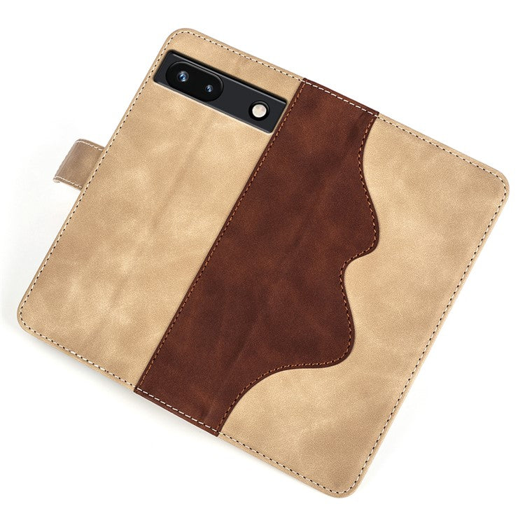 For Google Pixel 7a Leather Wallet Shockproof Phone Cover Dual Color Splicing Flip Stand Case - Yellow