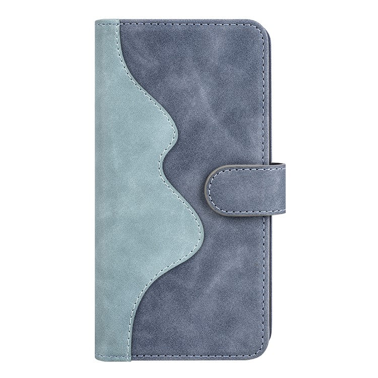 For Google Pixel 7a Leather Wallet Shockproof Phone Cover Dual Color Splicing Flip Stand Case - Blue