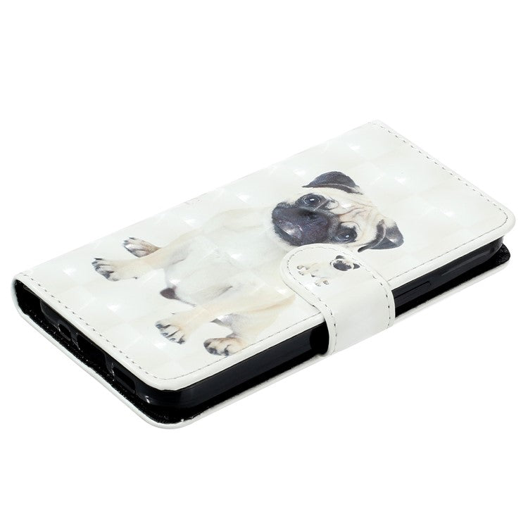 For Google Pixel 7a PU Leather 3D Pattern Printing Phone Case Stand Wallet Flip Cover with Strap - Dog
