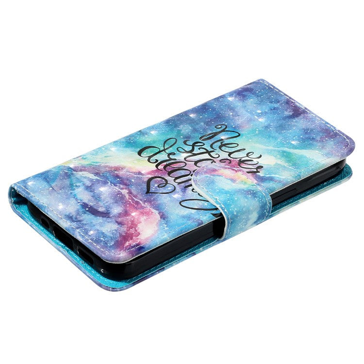 For Google Pixel 7a PU Leather 3D Pattern Printing Phone Case Stand Wallet Flip Cover with Strap - Starry Sky