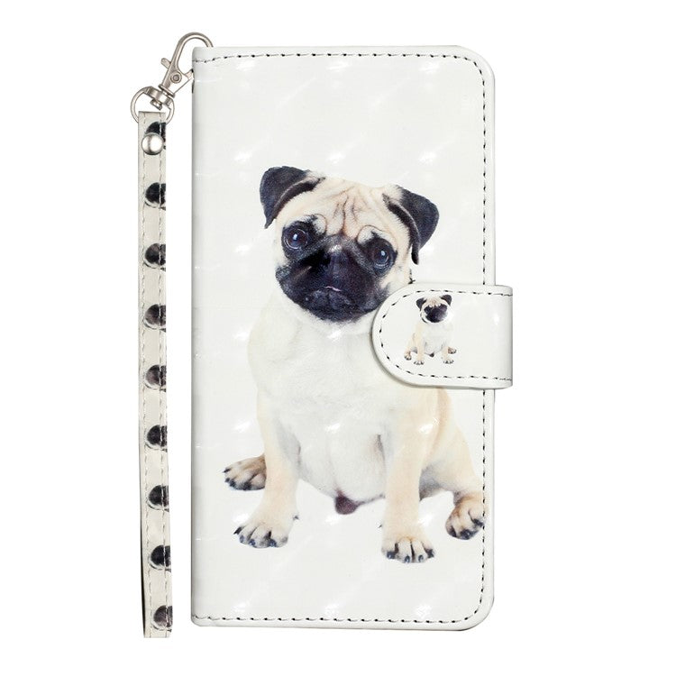 For Google Pixel 7 Pro 5G Flip Stand Phone Case 3D Pattern Printing PU Leather Wallet Phone Folio Cover with Strap - Dog