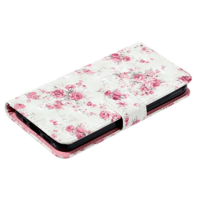 For Google Pixel 7 Pro 5G Flip Stand Phone Case 3D Pattern Printing PU Leather Wallet Phone Folio Cover with Strap - Roses