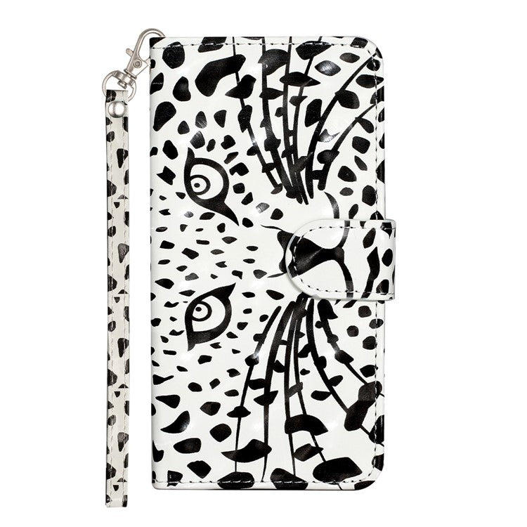 For Google Pixel 7 Pro 5G Flip Stand Phone Case 3D Pattern Printing PU Leather Wallet Phone Folio Cover with Strap - Leopard Head