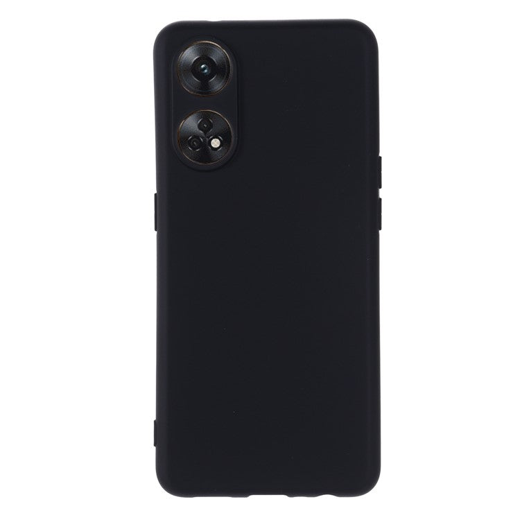 Phone Case for Oppo Reno8 T 4G , Liquid Silicone Soft Lining Shockproof Smartphone Cover with Strap - Black