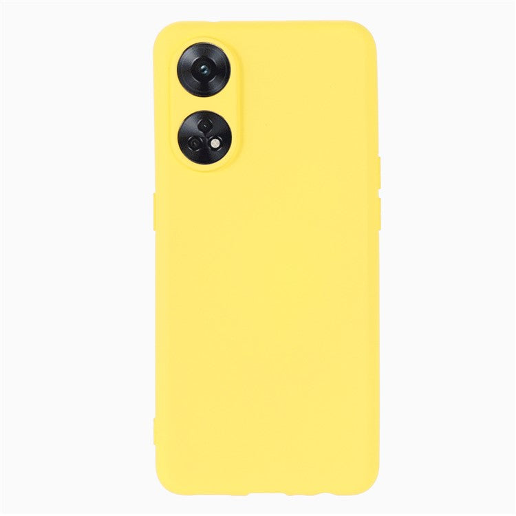 Phone Case for Oppo Reno8 T 4G , Liquid Silicone Soft Lining Shockproof Smartphone Cover with Strap - Yellow