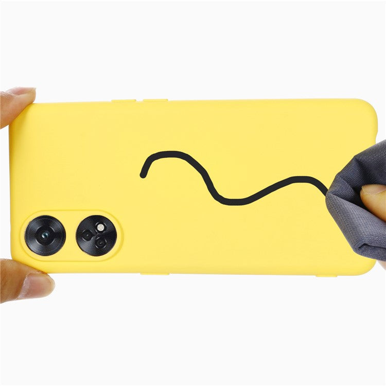 Phone Case for Oppo Reno8 T 4G , Liquid Silicone Soft Lining Shockproof Smartphone Cover with Strap - Yellow