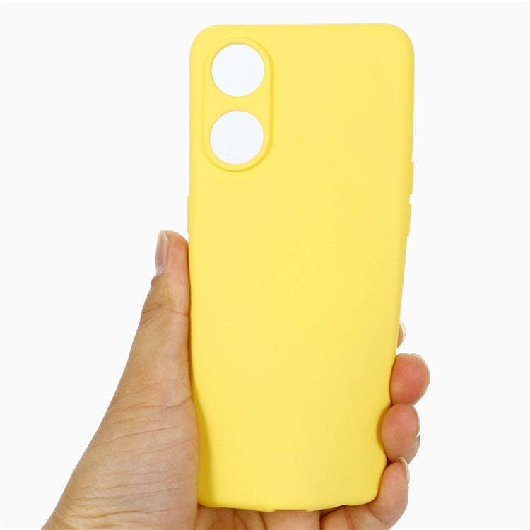 Phone Case for Oppo Reno8 T 4G , Liquid Silicone Soft Lining Shockproof Smartphone Cover with Strap - Yellow