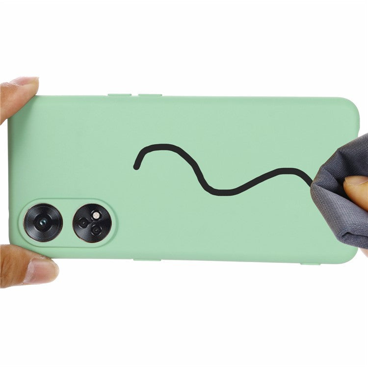 Phone Case for Oppo Reno8 T 4G , Liquid Silicone Soft Lining Shockproof Smartphone Cover with Strap - Green