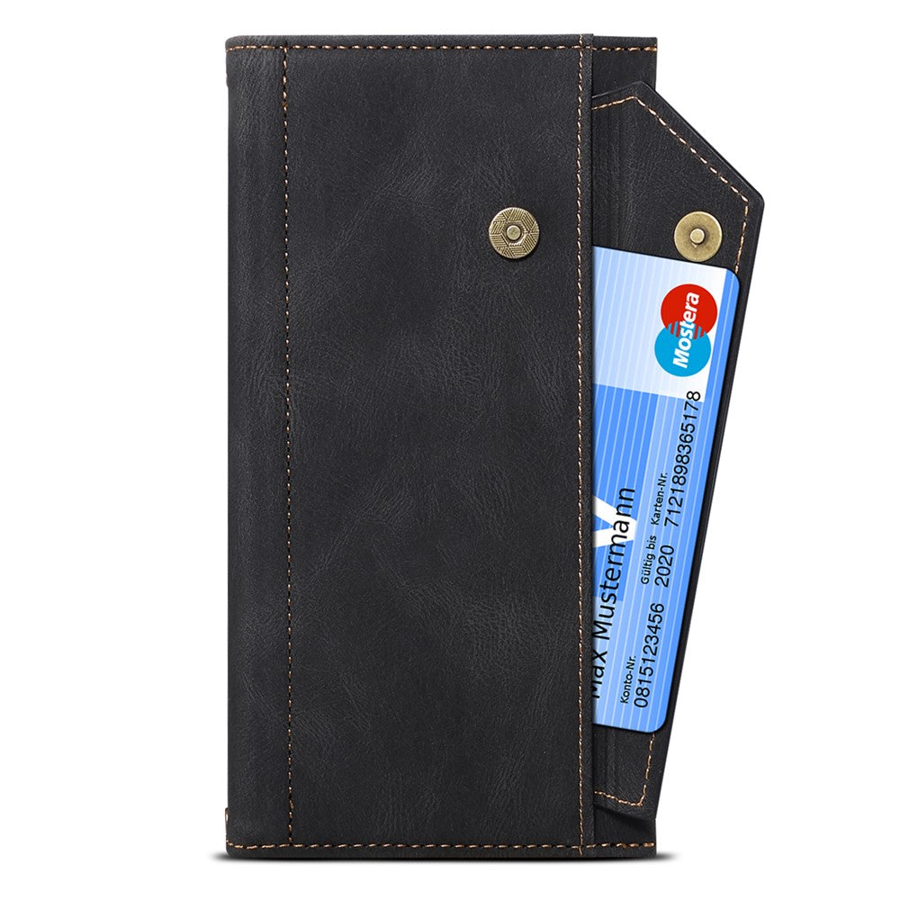 ESEBLE Star Series for Samsung Galaxy M54 5G / F54 5G Phone Stand Case Zipper Pocket Wallet Leather Phone Cover - Black