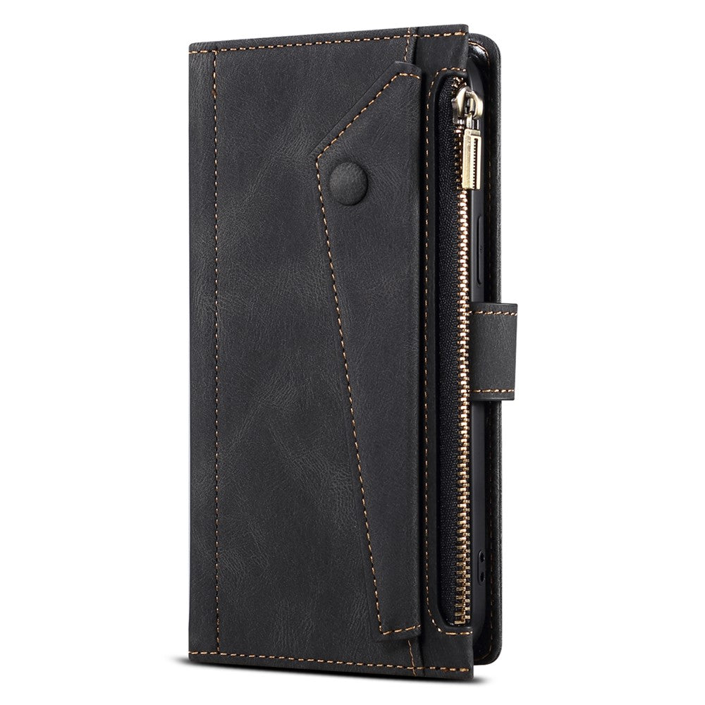 ESEBLE Star Series for Samsung Galaxy M54 5G / F54 5G Phone Stand Case Zipper Pocket Wallet Leather Phone Cover - Black