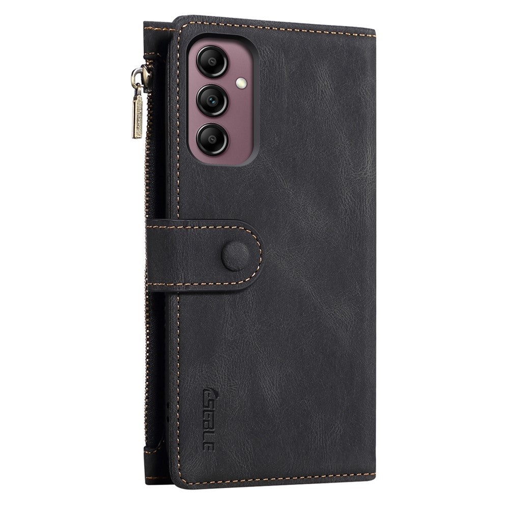 ESEBLE Star Series for Samsung Galaxy M54 5G / F54 5G Phone Stand Case Zipper Pocket Wallet Leather Phone Cover - Black