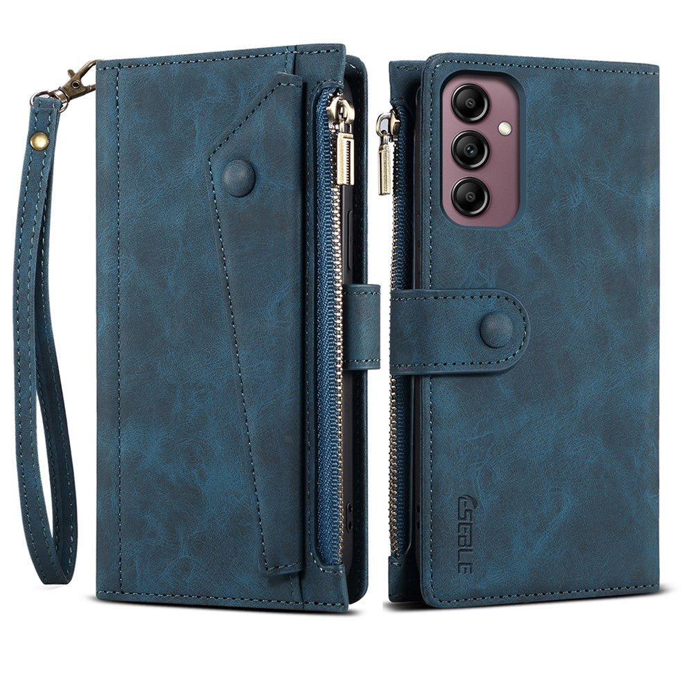 ESEBLE Star Series for Samsung Galaxy M54 5G / F54 5G Phone Stand Case Zipper Pocket Wallet Leather Phone Cover - Blue