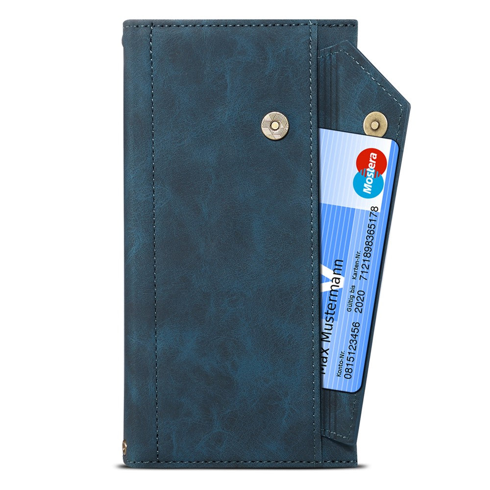 ESEBLE Star Series for Samsung Galaxy M54 5G / F54 5G Phone Stand Case Zipper Pocket Wallet Leather Phone Cover - Blue