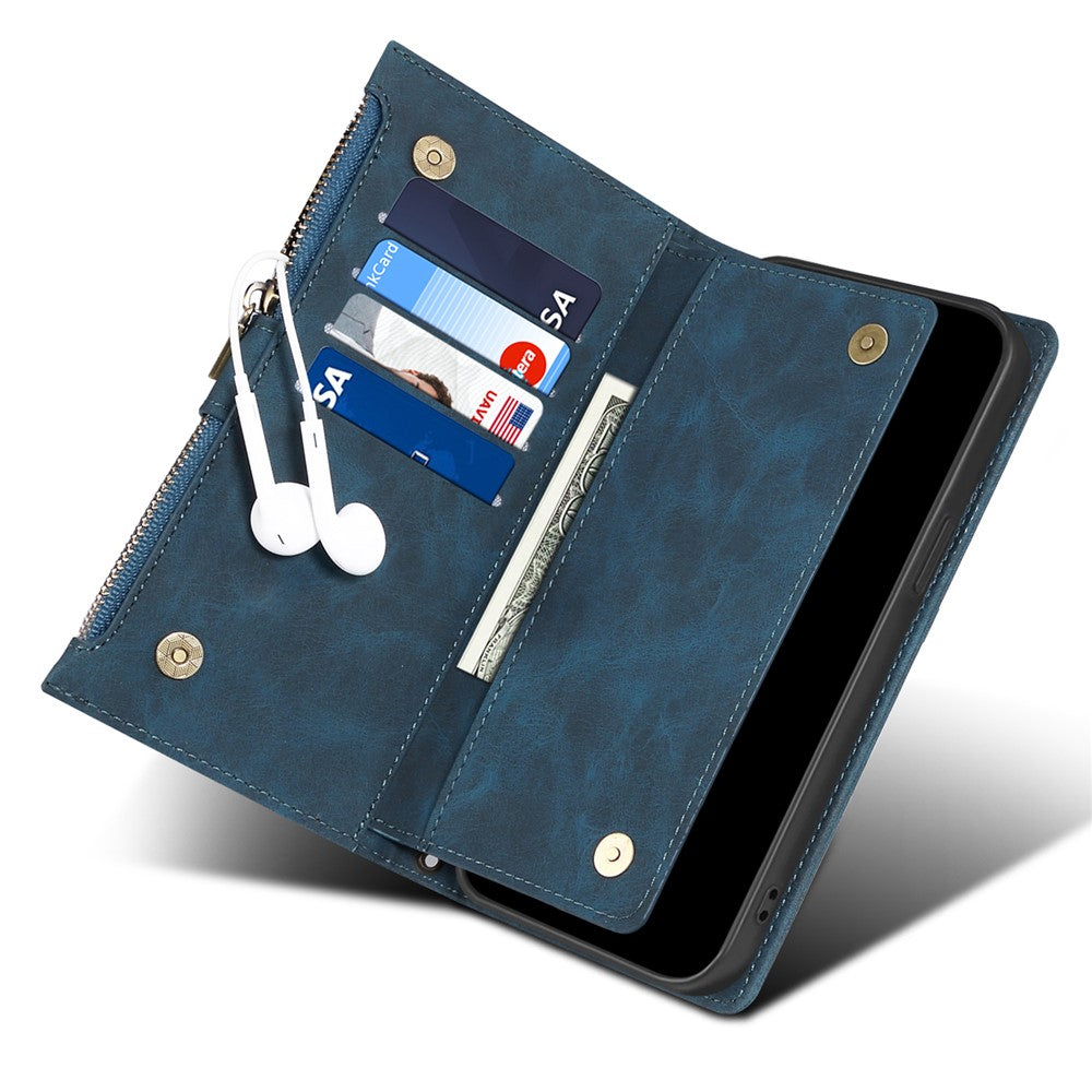 ESEBLE Star Series for Samsung Galaxy M54 5G / F54 5G Phone Stand Case Zipper Pocket Wallet Leather Phone Cover - Blue