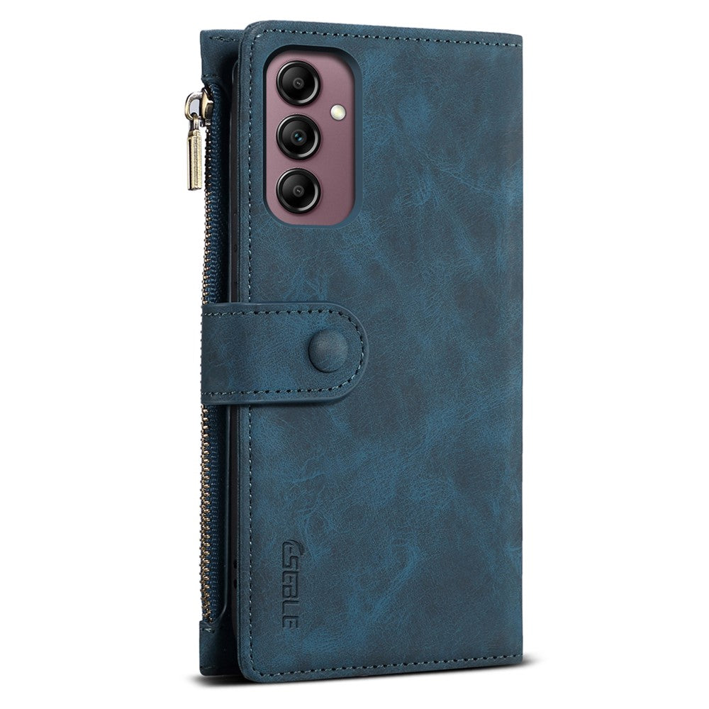 ESEBLE Star Series for Samsung Galaxy M54 5G / F54 5G Phone Stand Case Zipper Pocket Wallet Leather Phone Cover - Blue