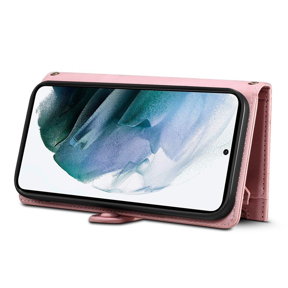 ESEBLE Star Series for Samsung Galaxy M54 5G / F54 5G Phone Stand Case Zipper Pocket Wallet Leather Phone Cover - Rose Gold
