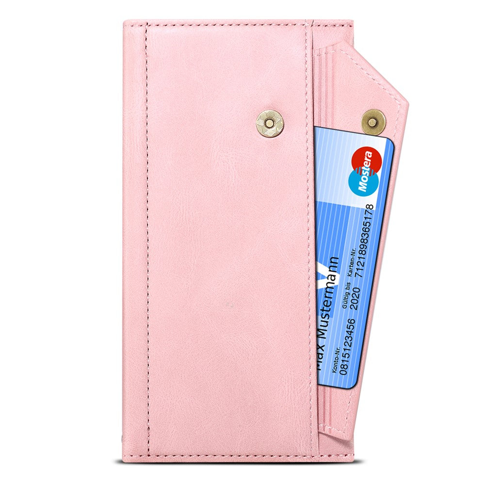 ESEBLE Star Series for Samsung Galaxy M54 5G / F54 5G Phone Stand Case Zipper Pocket Wallet Leather Phone Cover - Rose Gold