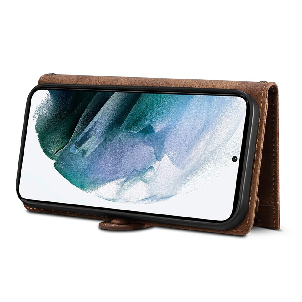 ESEBLE Star Series for Samsung Galaxy M54 5G / F54 5G Phone Stand Case Zipper Pocket Wallet Leather Phone Cover - Brown