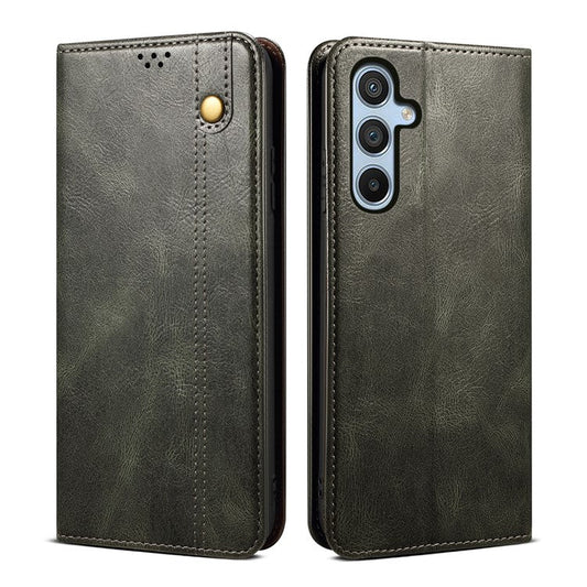 For Samsung Galaxy M54 5G / F54 5G Waxy Crazy Horse Texture Leather Wallet Phone Case Stand Cell Phone Cover - Green