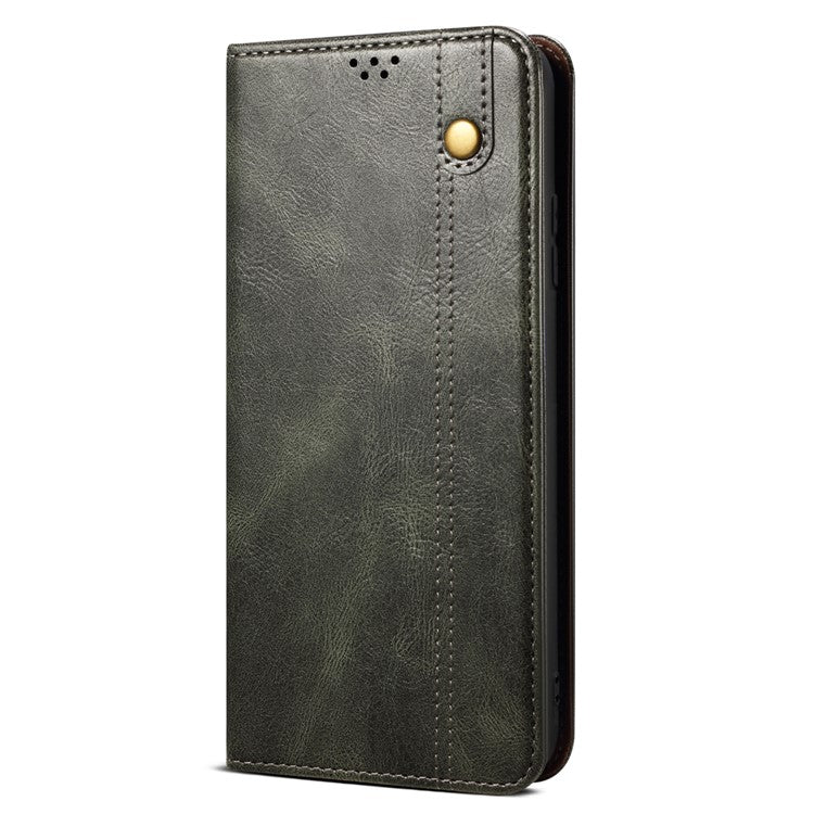 For Samsung Galaxy M54 5G / F54 5G Waxy Crazy Horse Texture Leather Wallet Phone Case Stand Cell Phone Cover - Green