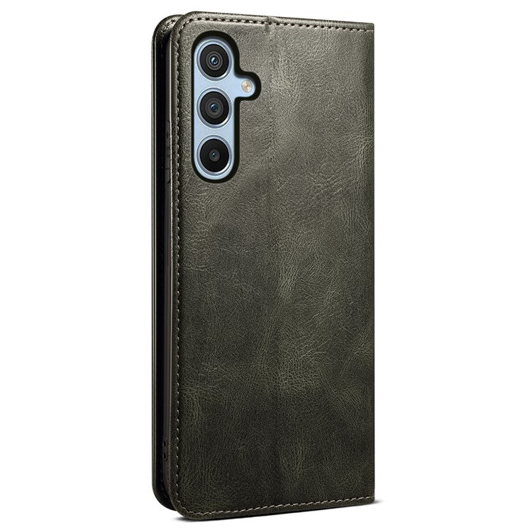 For Samsung Galaxy M54 5G / F54 5G Waxy Crazy Horse Texture Leather Wallet Phone Case Stand Cell Phone Cover - Green