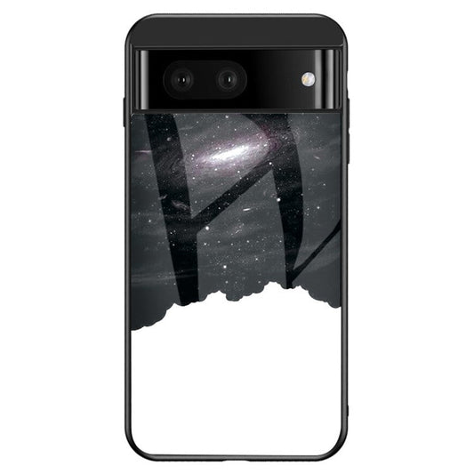 For Google Pixel 7a PC+TPU+Tempered Glass Back Cover Starry Sky Pattern Anti-drop Phone Case - Cosmic Starry Sky