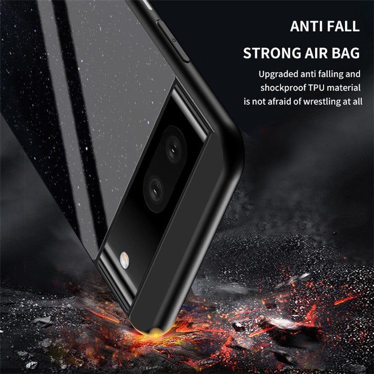 For Google Pixel 7a PC+TPU+Tempered Glass Back Cover Starry Sky Pattern Anti-drop Phone Case - Scattering Starry