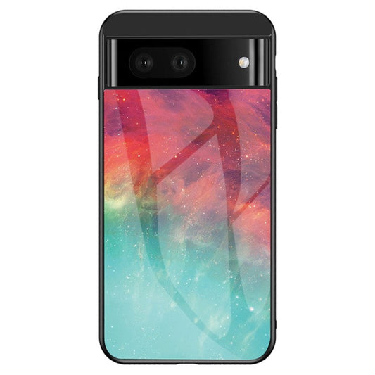 For Google Pixel 7a PC+TPU+Tempered Glass Back Cover Starry Sky Pattern Anti-drop Phone Case - Color Starry Sky