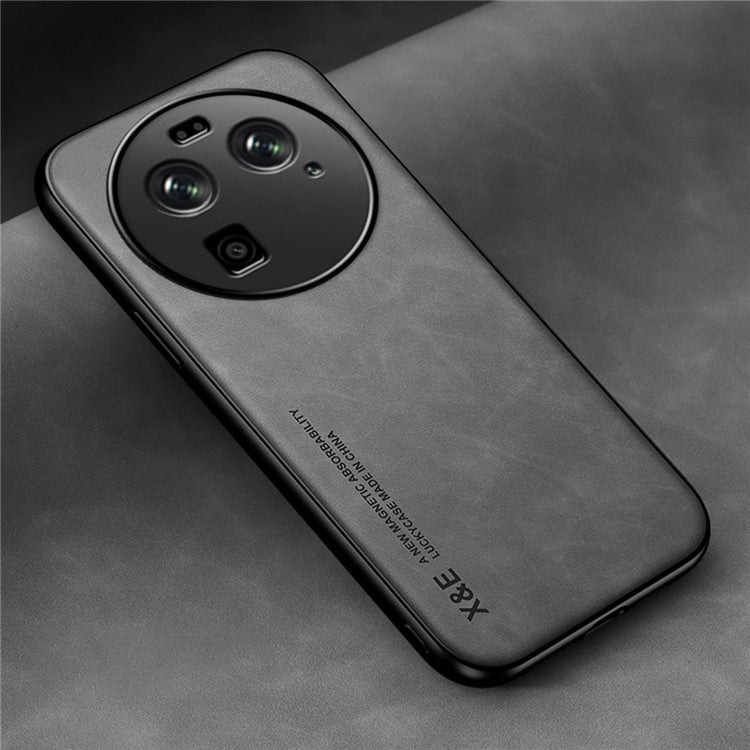 X&E For Oppo Find X6 PU Leather Coated TPU+PC Phone Case Skin-touch Phone Cover - Light Grey