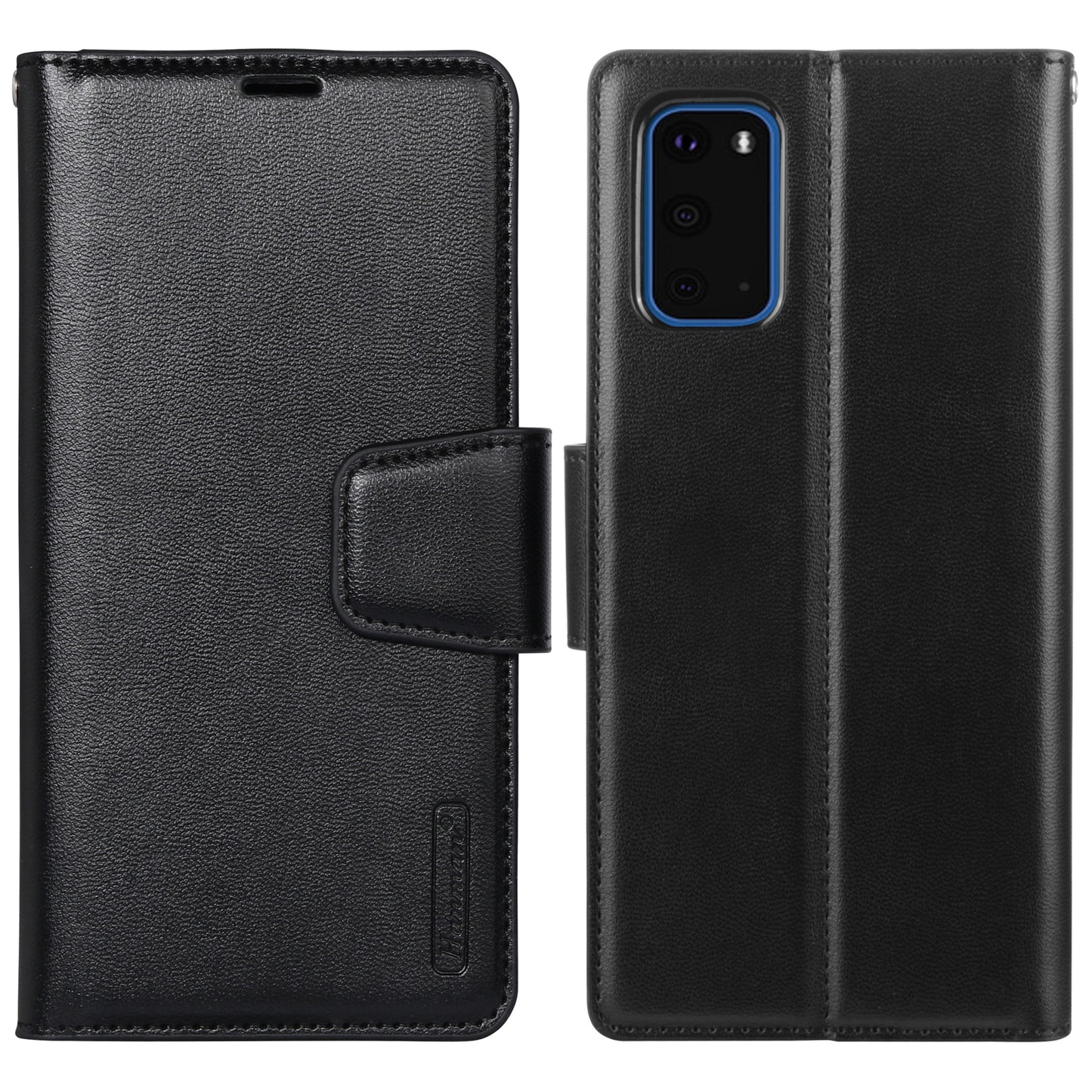 HANMAN Mill Series for Samsung Galaxy S20 5G / 4G Leather Phone Case Stand Wallet Anti-drop Phone Cover - Black