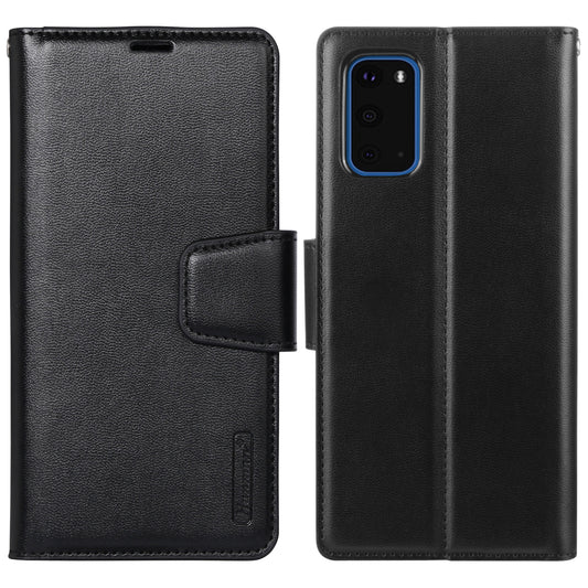 HANMAN Mill Series for Samsung Galaxy S20 5G / 4G Leather Phone Case Stand Wallet Anti-drop Phone Cover - Black