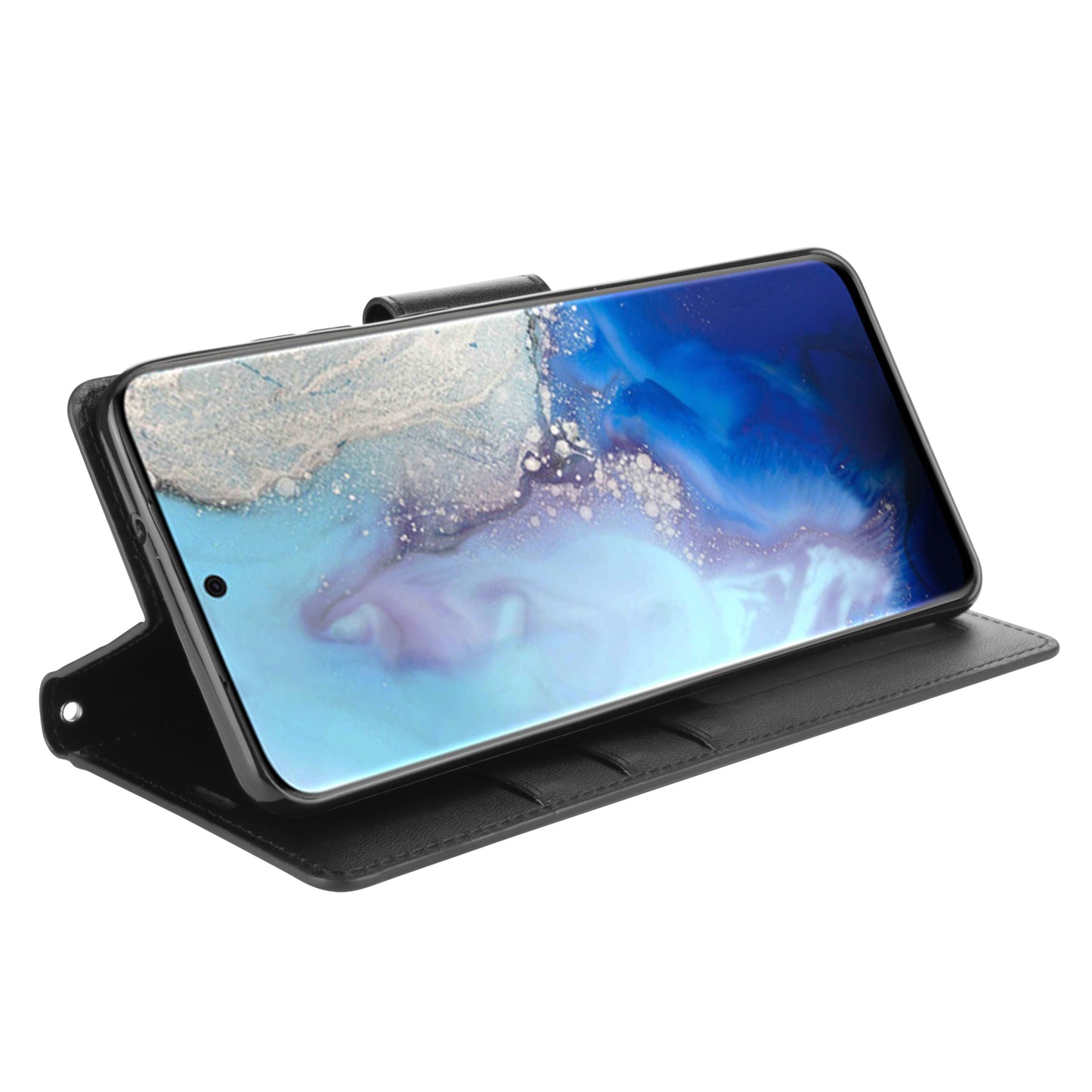HANMAN Mill Series for Samsung Galaxy S20 5G / 4G Leather Phone Case Stand Wallet Anti-drop Phone Cover - Black