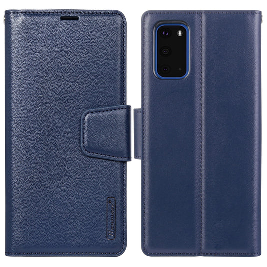 HANMAN Mill Series for Samsung Galaxy S20 5G / 4G Leather Phone Case Stand Wallet Anti-drop Phone Cover - Sapphire