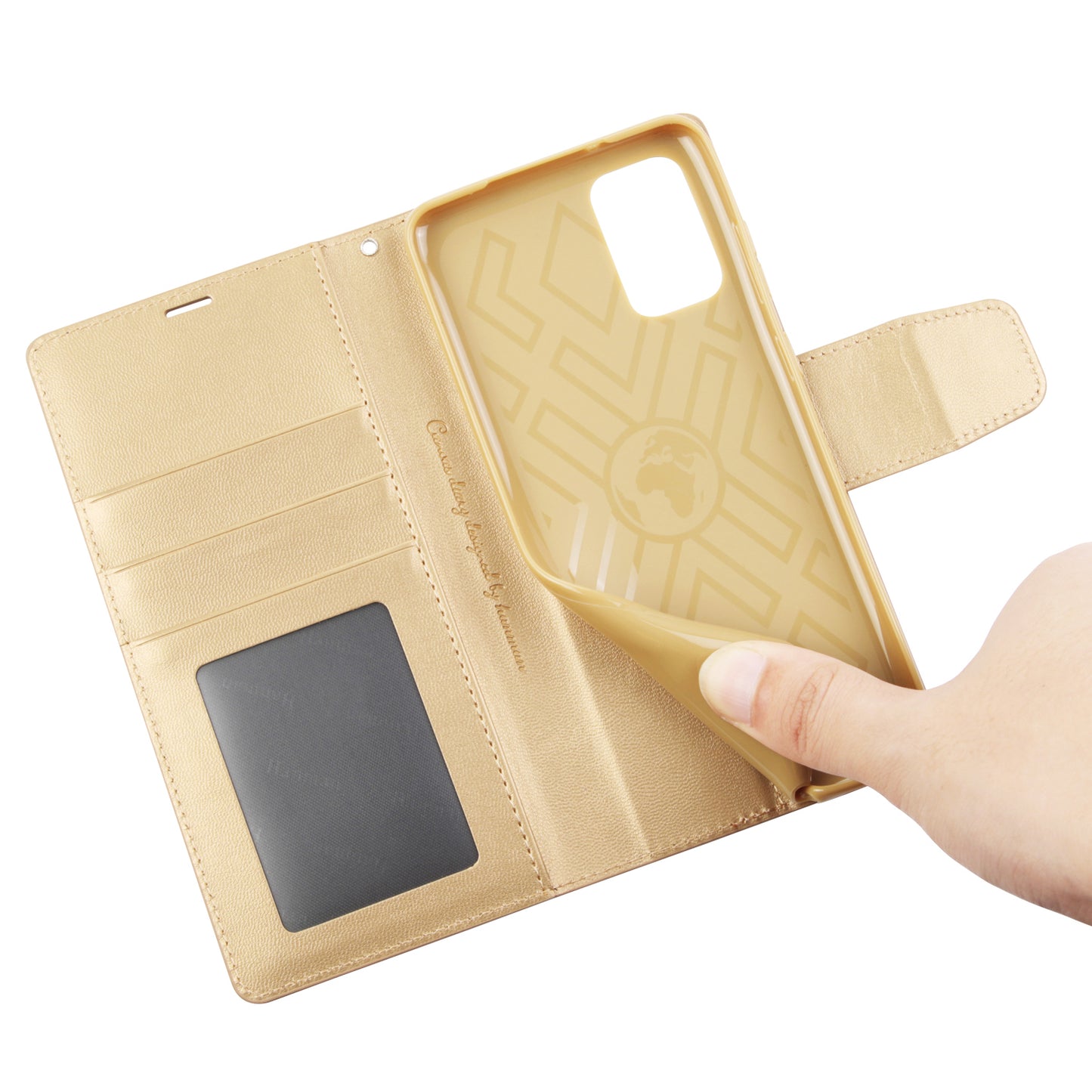 HANMAN Mill Series for Samsung Galaxy S20 5G / 4G Leather Phone Case Stand Wallet Anti-drop Phone Cover - Gold
