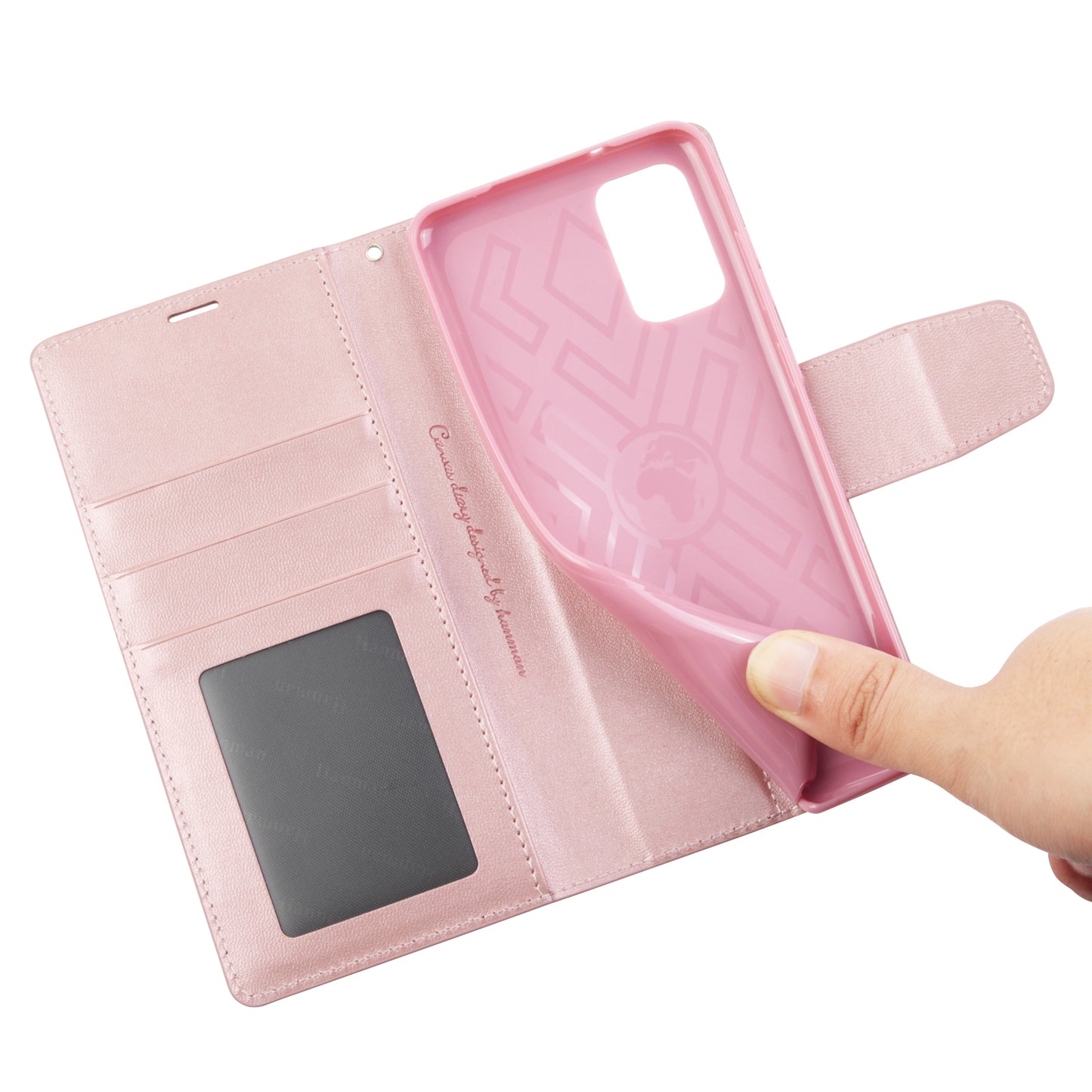HANMAN Mill Series for Samsung Galaxy S20 5G / 4G Leather Phone Case Stand Wallet Anti-drop Phone Cover - Rose Gold