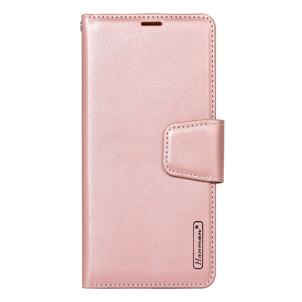 HANMAN Mill Series for Samsung Galaxy S20 5G / 4G Leather Phone Case Stand Wallet Anti-drop Phone Cover - Rose Gold