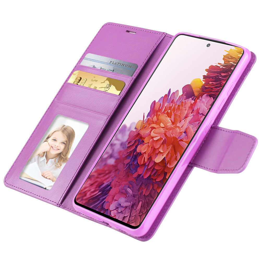 HANMAN Mill Series for Samsung Galaxy S20 FE 4G / FE 5G / S20 Lite / S20 FE 2022 Phone Case PU Leather Stand Wallet Cover - Purple