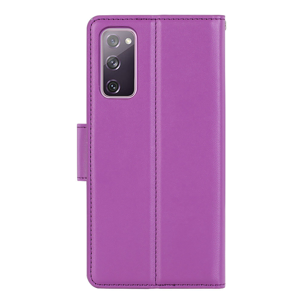 HANMAN Mill Series for Samsung Galaxy S20 FE 4G / FE 5G / S20 Lite / S20 FE 2022 Phone Case PU Leather Stand Wallet Cover - Purple