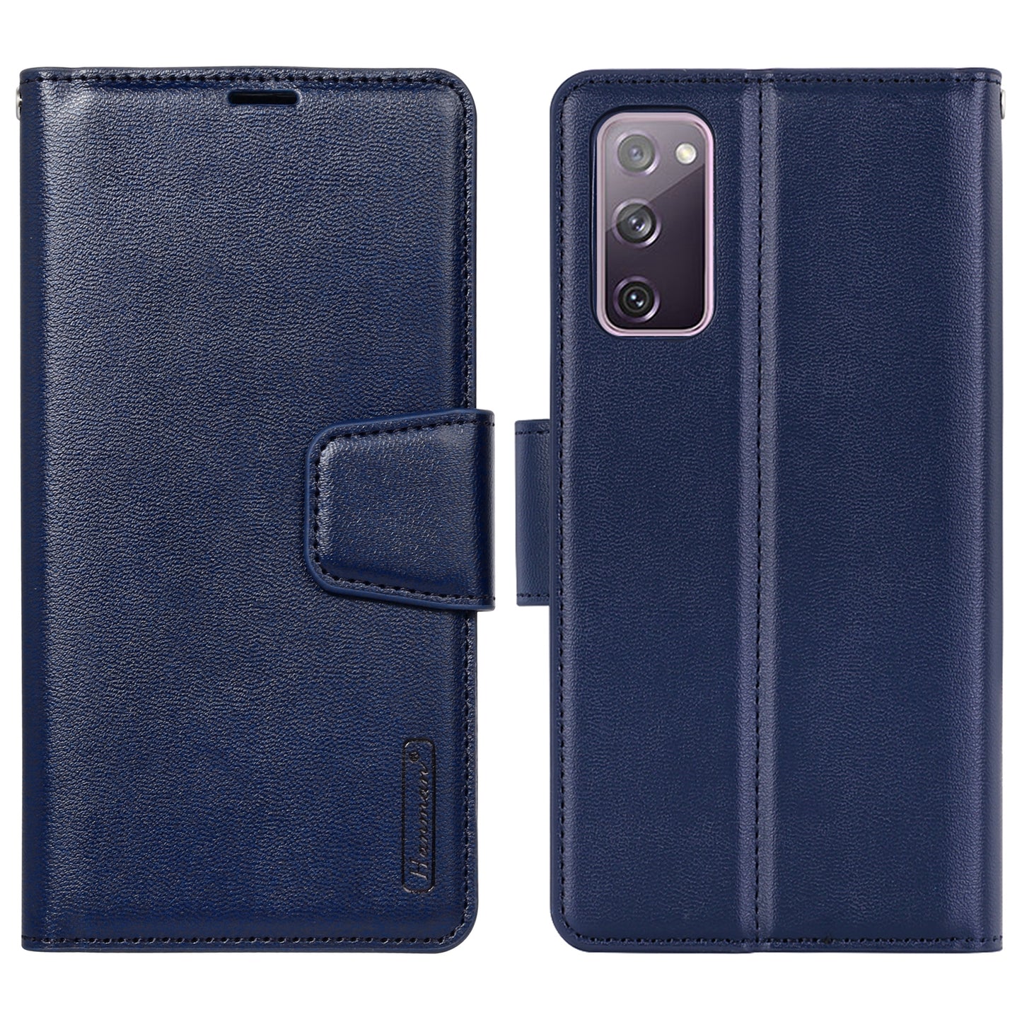 HANMAN Mill Series for Samsung Galaxy S20 FE 4G / FE 5G / S20 Lite / S20 FE 2022 Phone Case PU Leather Stand Wallet Cover - Sapphire