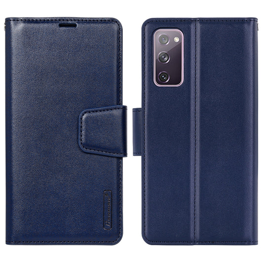 HANMAN Mill Series for Samsung Galaxy S20 FE 4G / FE 5G / S20 Lite / S20 FE 2022 Phone Case PU Leather Stand Wallet Cover - Sapphire