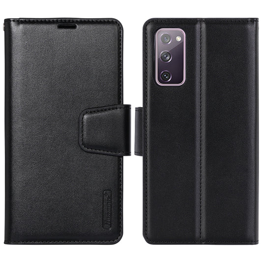 HANMAN Mill Series for Samsung Galaxy S20 FE 4G / FE 5G / S20 Lite / S20 FE 2022 Phone Case PU Leather Stand Wallet Cover - Black