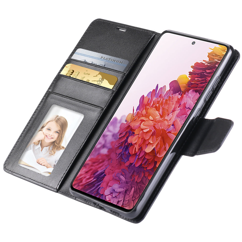 HANMAN Mill Series for Samsung Galaxy S20 FE 4G / FE 5G / S20 Lite / S20 FE 2022 Phone Case PU Leather Stand Wallet Cover - Black