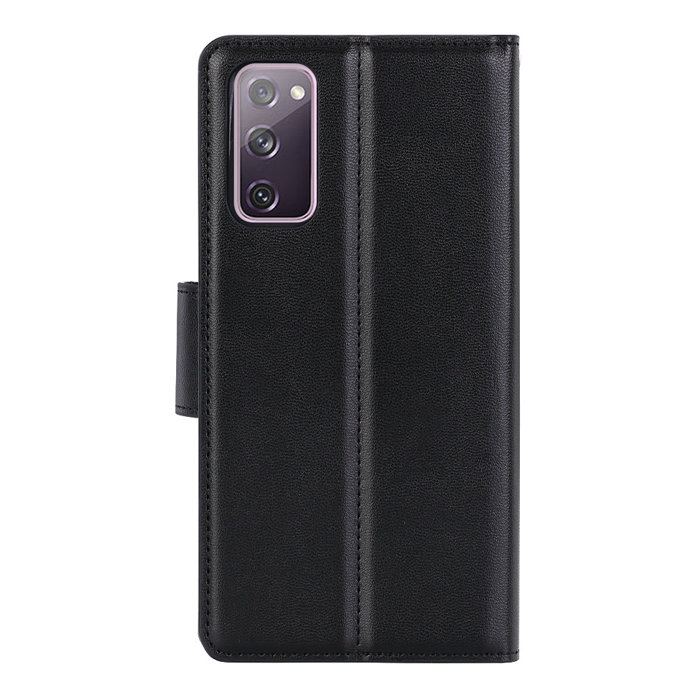 HANMAN Mill Series for Samsung Galaxy S20 FE 4G / FE 5G / S20 Lite / S20 FE 2022 Phone Case PU Leather Stand Wallet Cover - Black