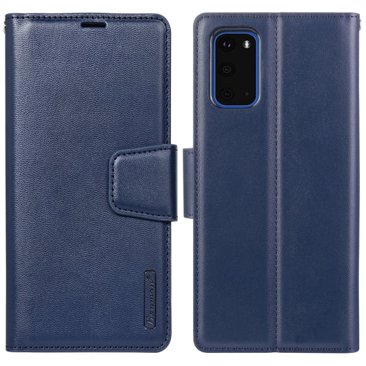 HANMAN Mill Series for Samsung Galaxy S20 Plus 5G / 4G Stand Phone Case Leather Wallet Smartphone Cover - Sapphire